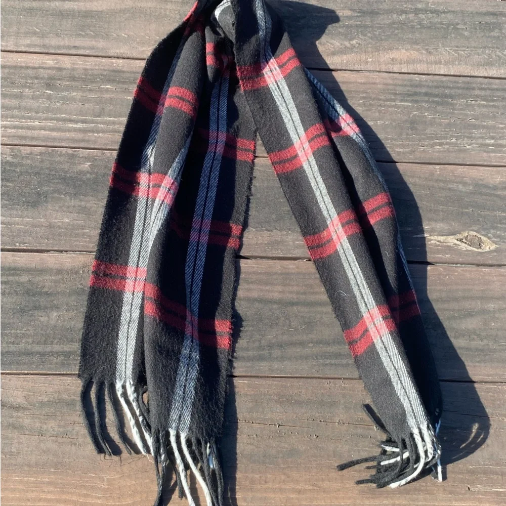 Christian Dior Monsieur Red Black White Plaid Cashmere Like Scarf